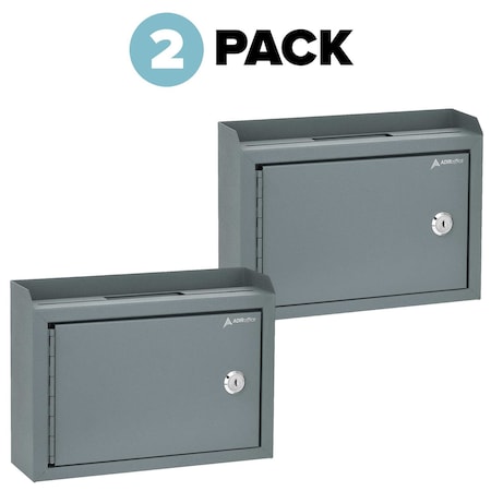 Adiroffice Wall Mountable Medium Size Steel Multi-Purpose Suggestion Drop Box, PK2 ADI631-02-2pk